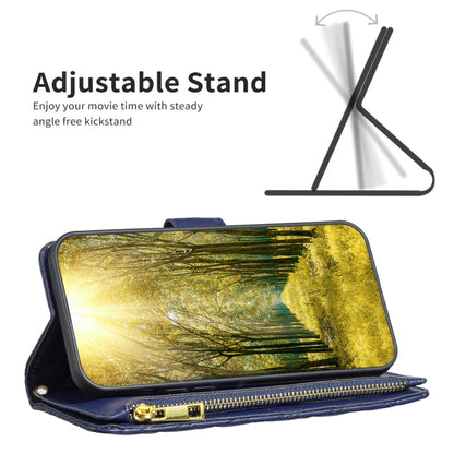 For Samsung Galaxy S25+ 5G Diamond Lattice Zipper Wallet Leather Flip Phone Case(Blue) by buy2fix