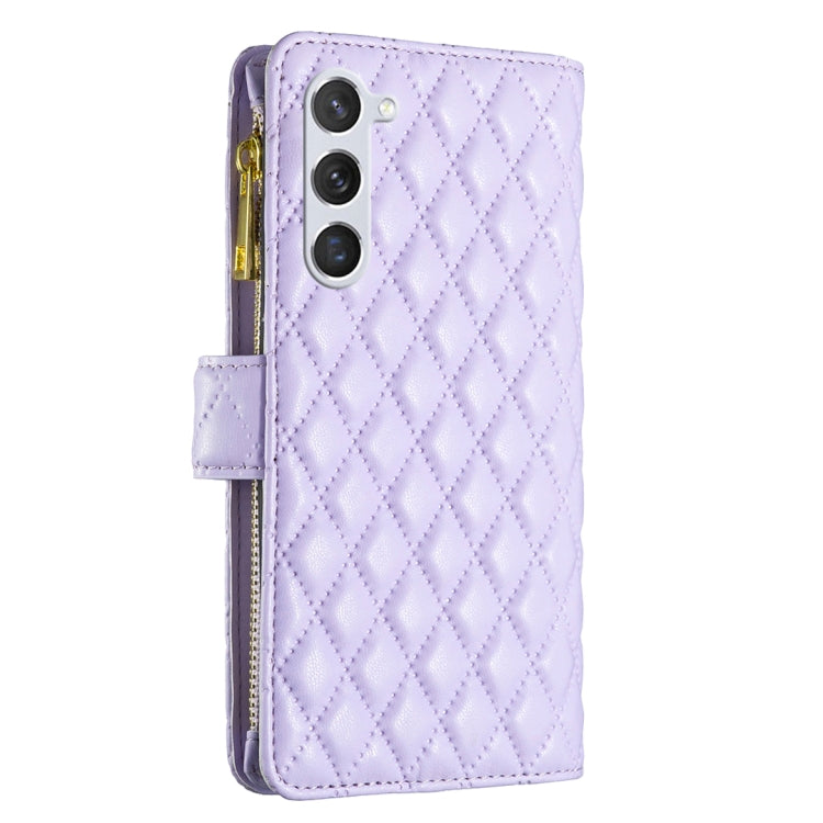 For Samsung Galaxy S25+ 5G Diamond Lattice Zipper Wallet Leather Flip Phone Case(Purple) by buy2fix