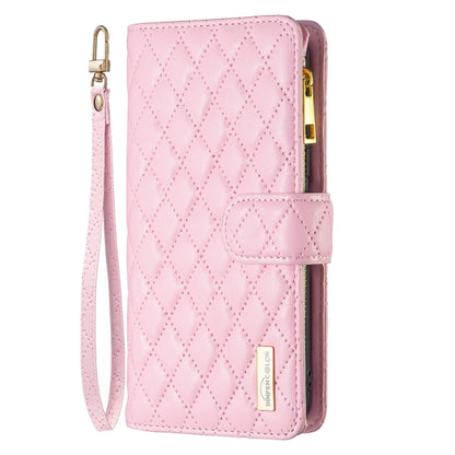 For Samsung Galaxy S25 Ultra 5G Diamond Lattice Zipper Wallet Leather Flip Phone Case(Pink) - Galaxy S25 Ultra 5G Cases by buy2fix | Online Shopping UK | buy2fix