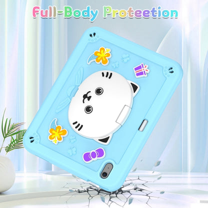 For iPad Air 11 2025 / 2024 Cat Holder Silicone Hybrid PC Tablet Case with Strap(Sky Blue) by buy2fix