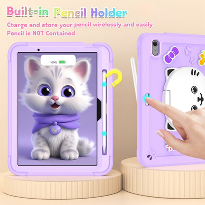 For iPad Air 11 2025 / 2024 Cat Holder Silicone Hybrid PC Tablet Case with Strap(Purple) by buy2fix