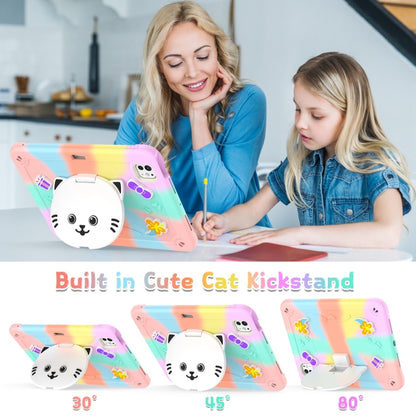 For iPad Pro 11 2025 / 2024 Cat Holder Silicone Hybrid PC Tablet Case with Strap(Colorful Rose Gold) by buy2fix