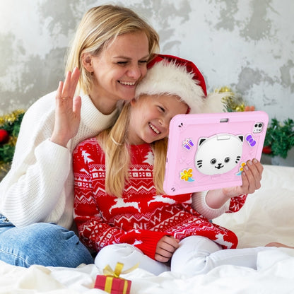 For iPad Pro 11 2025 / 2024 Cat Holder Silicone Hybrid PC Tablet Case with Strap(Cherry Blossom Pink) by buy2fix