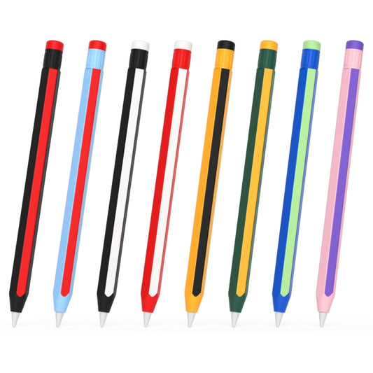 For Apple Pencil 2 / Pencil Pro Colorful Pencil Style Stylus Silicone Protective Case(Yellow Black) by buy2fix