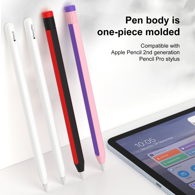 For Apple Pencil 2 / Pencil Pro Colorful Pencil Style Stylus Silicone Protective Case(Blue Red) - Pencil Accessories by buy2fix | Online Shopping UK | buy2fix