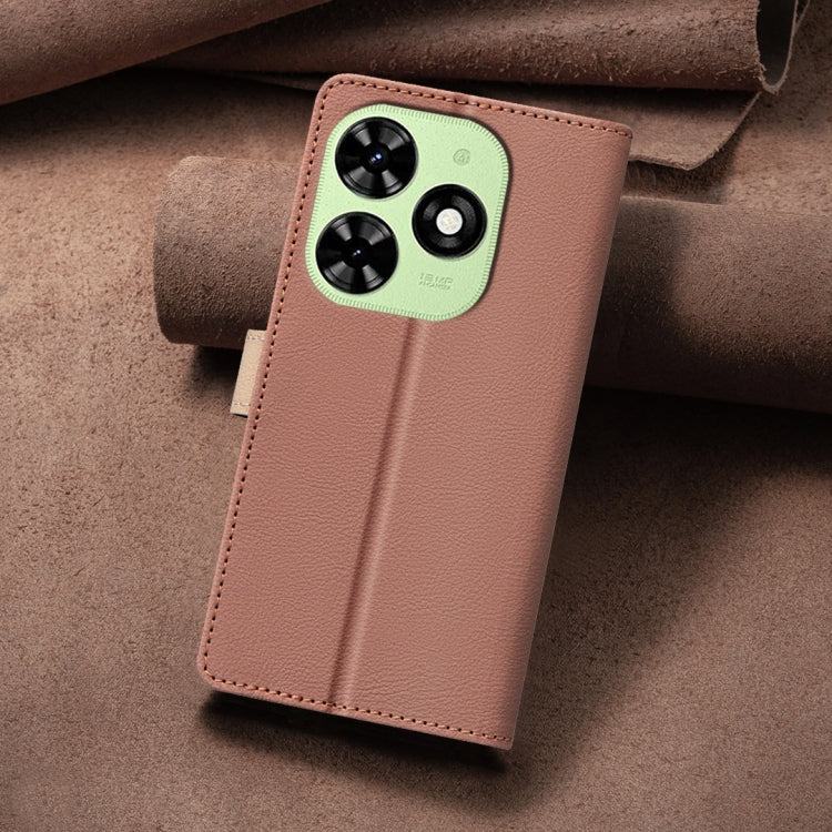 For Tecno Spark Go 2024 / 20C / Pop 8 Color Matching RFID Anti-theft Leather Phone Case(Brown) by buy2fix