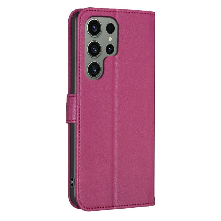 For Samsung Galaxy S25 Ultra 5G Four-leaf Embossed Leather Phone Case(Rose Red) by buy2fix