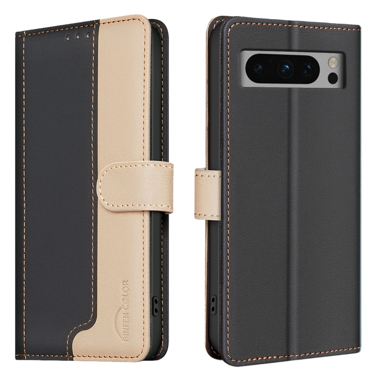 For Google Pixel 9 Pro Color Matching RFID Anti-theft Leather Phone Case(Black) - Google Cases by buy2fix | Online Shopping UK | buy2fix