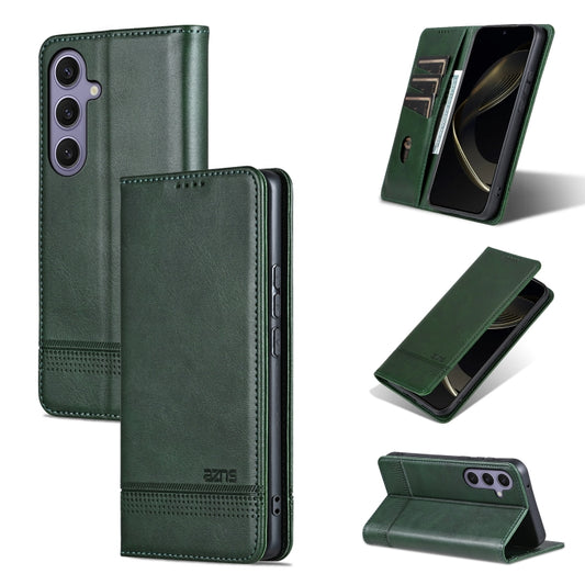 For Samsung Galaxy S25+ 5G AZNS Magnetic Calf Texture Flip Leather Phone Case(Dark Green) - Galaxy S25+ 5G Cases by AZNS | Online Shopping UK | buy2fix