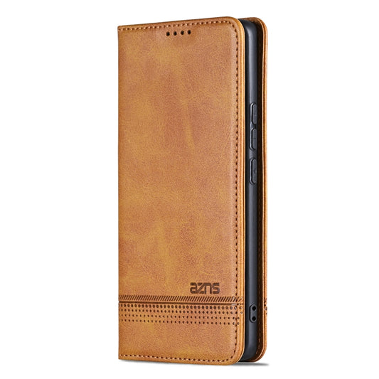 For Samsung Galaxy S25+ 5G AZNS Magnetic Calf Texture Flip Leather Phone Case(Light Brown) by AZNS