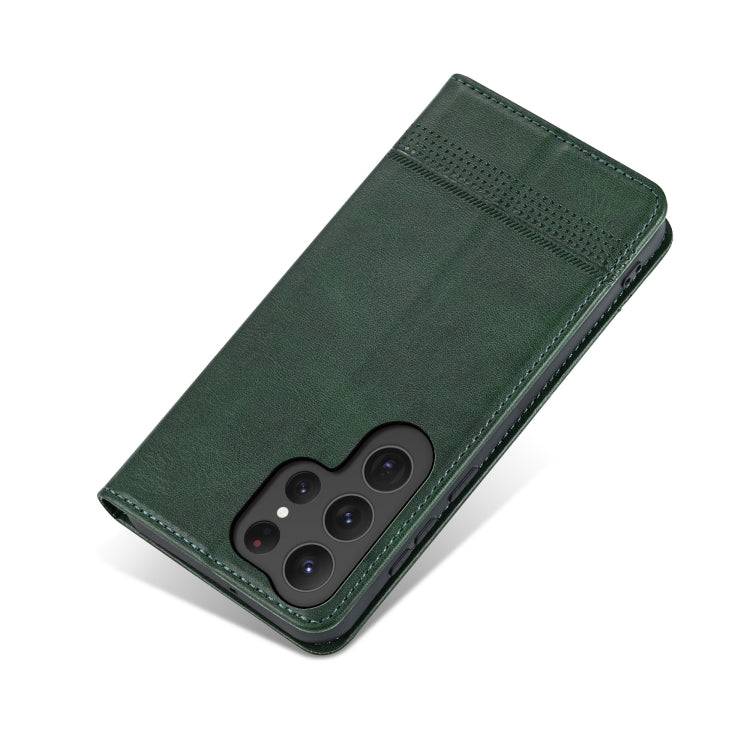 For Samsung Galaxy S25 Ultra 5G AZNS Magnetic Calf Texture Flip Leather Phone Case(Dark Green) - Galaxy S25 Ultra 5G Cases by AZNS | Online Shopping UK | buy2fix