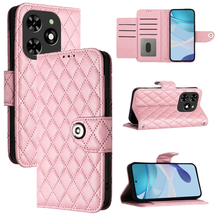For Tecno Spark GO 2024 / Spark 20C Rhombic Texture Flip Leather Phone Case with Lanyard(Pink) by buy2fix