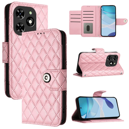 For Tecno Spark GO 2024 / Spark 20C Rhombic Texture Flip Leather Phone Case with Lanyard(Pink) by buy2fix