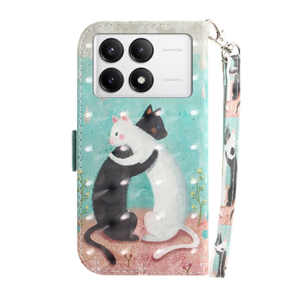 For Xiaomi Redmi K70 Pro / K70 3D Colored Flip Leather Phone Case(Black White Cat) - K70 Cases by buy2fix | Online Shopping UK | buy2fix