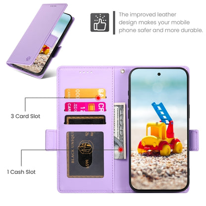 For Google Pixel 9 Pro Side Buckle Magnetic Frosted Leather Phone Case(Purple) - Google Cases by buy2fix | Online Shopping UK | buy2fix