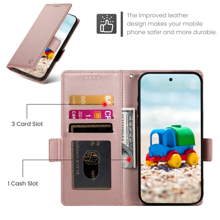 For Google Pixel 9 Side Buckle Magnetic Frosted Leather Phone Case(Rose Gold) - Google Cases by buy2fix | Online Shopping UK | buy2fix