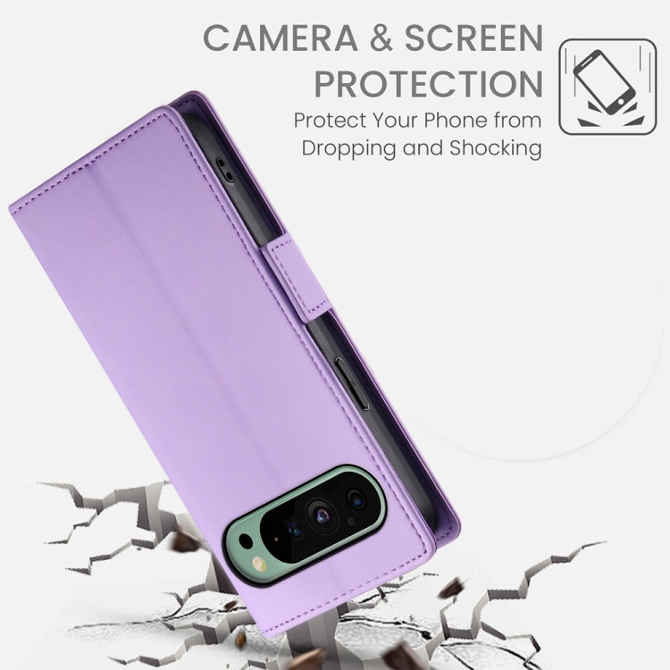 For Google Pixel 9 Side Buckle Magnetic Frosted Leather Phone Case(Purple) - Google Cases by buy2fix | Online Shopping UK | buy2fix