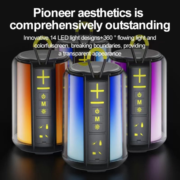 AEC S16 Portable LED Light Rainbow RGB Bluetooth Wireless TWS Speaker(Black) - Desktop Speaker by AEC | Online Shopping UK | buy2fix