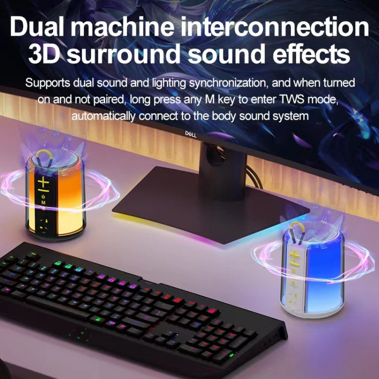 AEC S16 Portable LED Light Rainbow RGB Bluetooth Wireless TWS Speaker(Black) - Desktop Speaker by AEC | Online Shopping UK | buy2fix