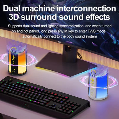 AEC S16 Portable LED Light Rainbow RGB Bluetooth Wireless TWS Speaker(Black) - Desktop Speaker by AEC | Online Shopping UK | buy2fix