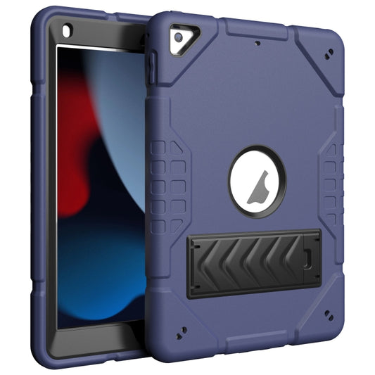 For iPad 10.2 2021 / 2020 / 2019 Armor Holder Silicone Hybrid PC Tablet Case(Navy Blue Black) by buy2fix
