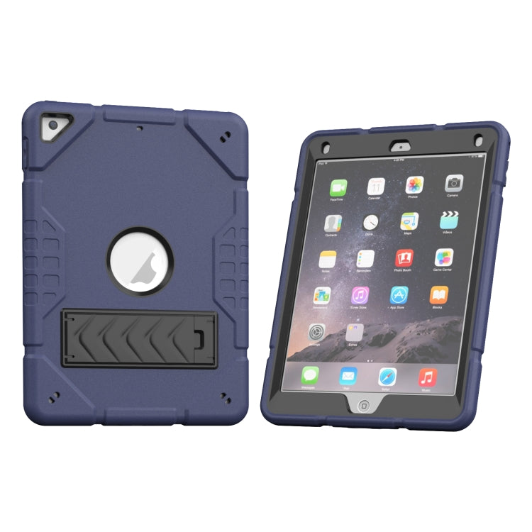 For iPad 10.2 2021 / 2020 / 2019 Armor Holder Silicone Hybrid PC Tablet Case(Navy Blue Black) by buy2fix