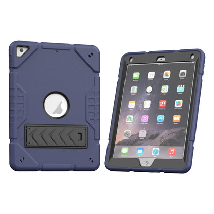 For iPad 10.2 2021 / 2020 / 2019 Armor Holder Silicone Hybrid PC Tablet Case(Navy Blue Black) by buy2fix