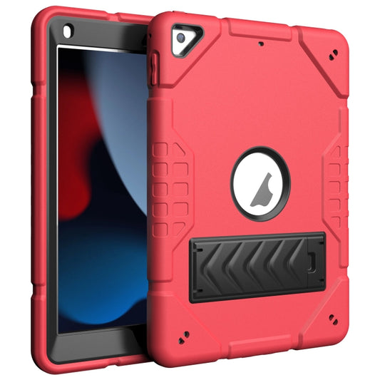 For iPad 10.2 2021 / 2020 / 2019 Armor Holder Silicone Hybrid PC Tablet Case(Red Black) by buy2fix