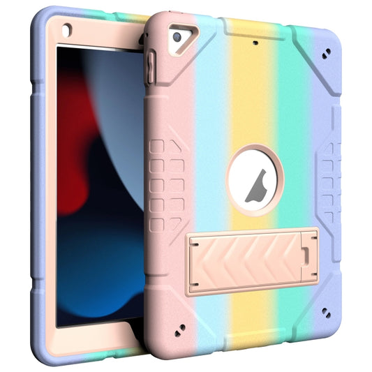 For iPad 10.2 2021 / 2020 / 2019 Armor Holder Silicone Hybrid PC Tablet Case(Gradient Color Gold) by buy2fix