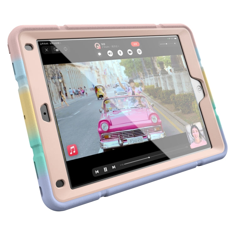 For iPad 10.2 2021 / 2020 / 2019 Armor Holder Silicone Hybrid PC Tablet Case(Gradient Color Gold) by buy2fix