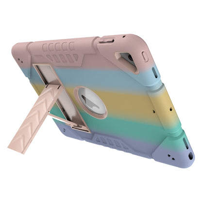 For iPad 10.2 2021 / 2020 / 2019 Armor Holder Silicone Hybrid PC Tablet Case(Gradient Color Gold) by buy2fix