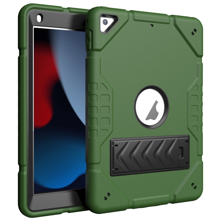 For iPad 10.2 2021 / 2020 / 2019 Armor Holder Silicone Hybrid PC Tablet Case(Army Green Black) by buy2fix