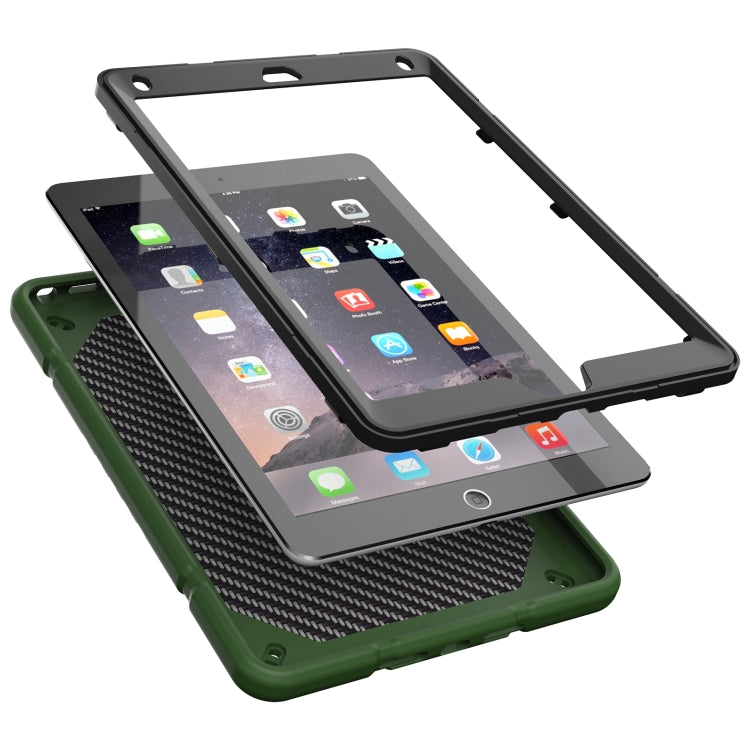 For iPad 10.2 2021 / 2020 / 2019 Armor Holder Silicone Hybrid PC Tablet Case(Army Green Black) by buy2fix