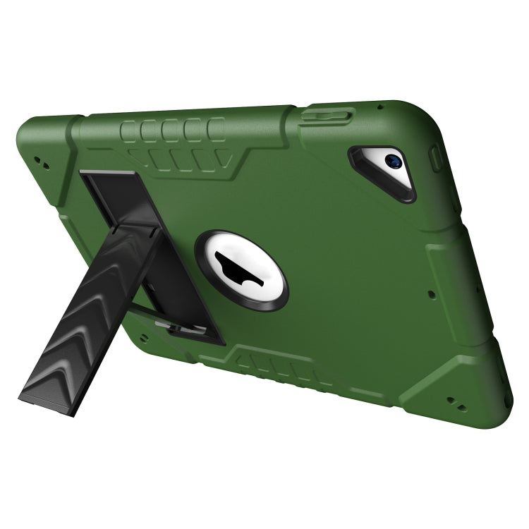 For iPad 10.2 2021 / 2020 / 2019 Armor Holder Silicone Hybrid PC Tablet Case(Army Green Black) by buy2fix