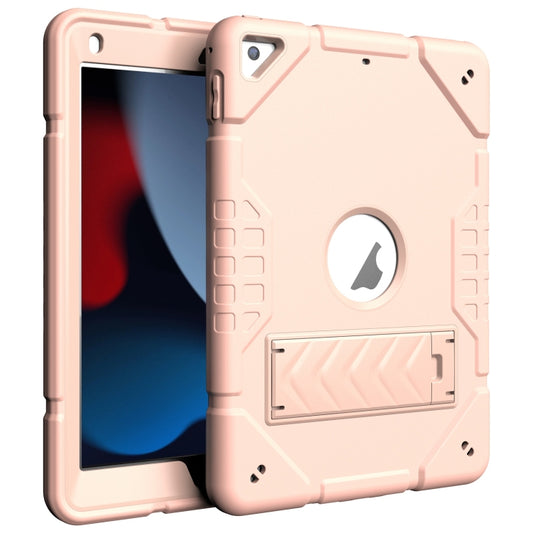 For iPad 10.2 2021 / 2020 / 2019 Armor Holder Silicone Hybrid PC Tablet Case(Rose Gold) by buy2fix