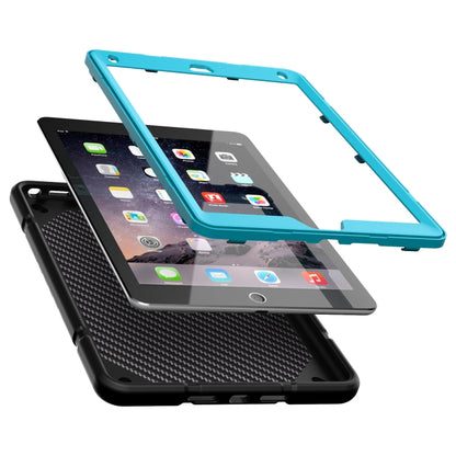 For iPad 10.2 2021 / 2020 / 2019 Armor Holder Silicone Hybrid PC Tablet Case(Black Blue) by buy2fix