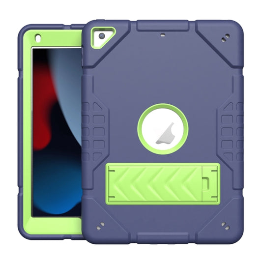 For iPad 10.2 2021 / 2020 / 2019 Armor Holder Silicone Hybrid PC Tablet Case(Navy Yellow Green) by buy2fix