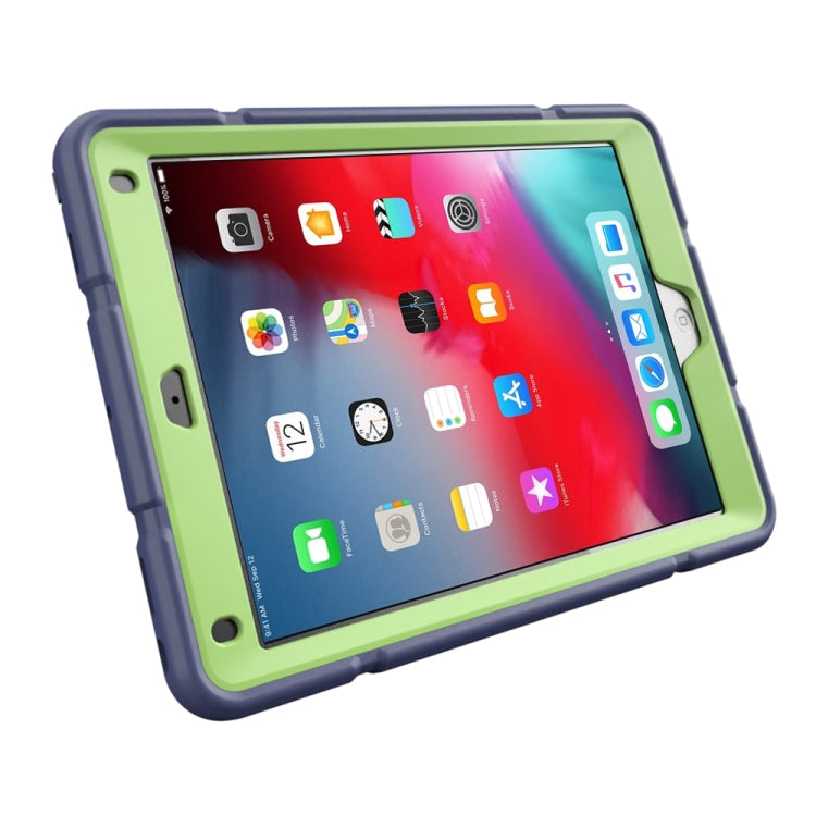 For iPad 10.2 2021 / 2020 / 2019 Armor Holder Silicone Hybrid PC Tablet Case(Navy Yellow Green) by buy2fix