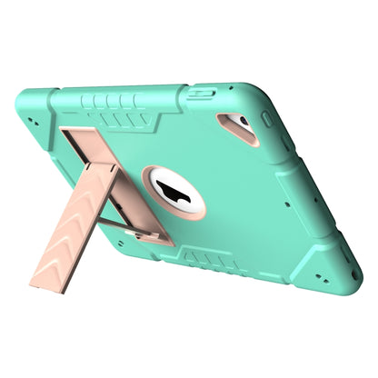 For iPad 9.7 2018 / Air / Air 2 Armor Holder Silicone Hybrid PC Tablet Case(Mint Green Gold) by buy2fix