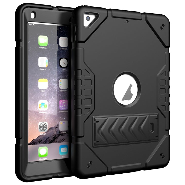 For iPad 9.7 2018 / Air / Air 2 Armor Holder Silicone Hybrid PC Tablet Case(Black) by buy2fix