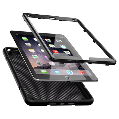 For iPad 9.7 2018 / Air / Air 2 Armor Holder Silicone Hybrid PC Tablet Case(Black) by buy2fix