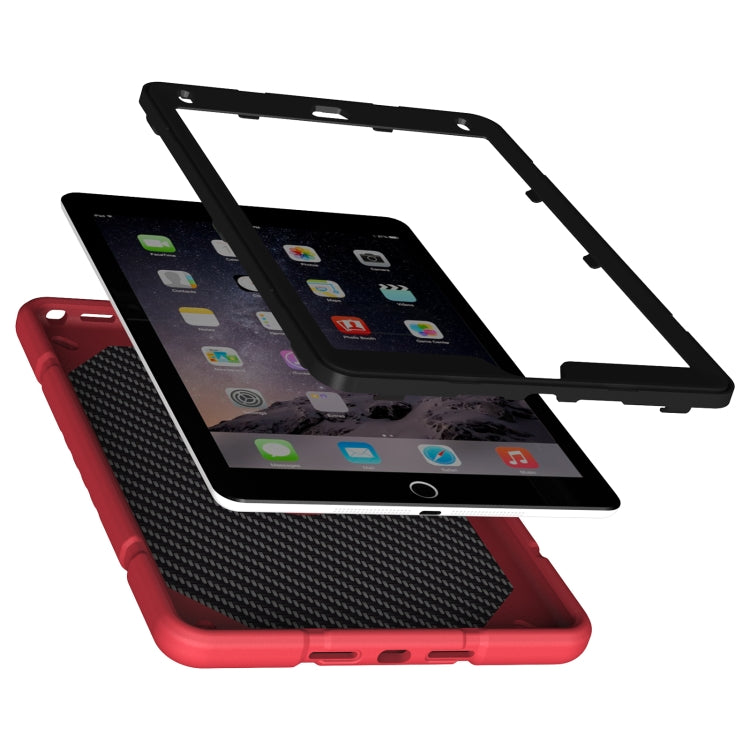 For iPad 9.7 2018 / Air / Air 2 Armor Holder Silicone Hybrid PC Tablet Case(Red Black) by buy2fix