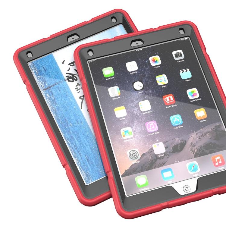 For iPad 9.7 2018 / Air / Air 2 Armor Holder Silicone Hybrid PC Tablet Case(Red Black) by buy2fix