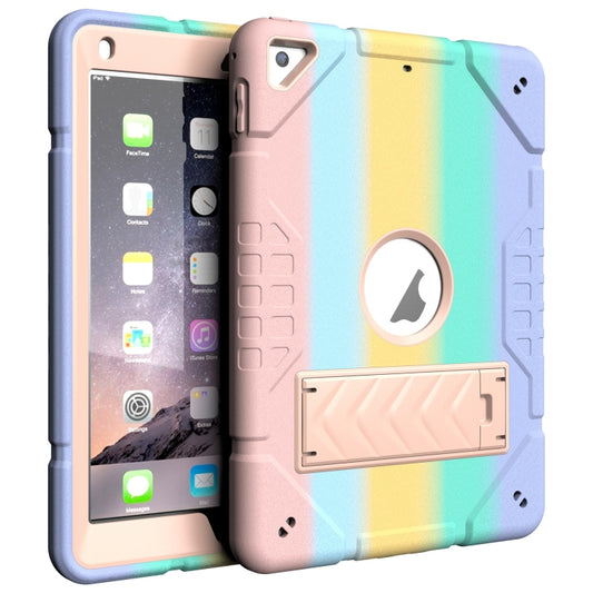 For iPad 9.7 2018 / Air / Air 2 Armor Holder Silicone Hybrid PC Tablet Case(Gradient Color Gold) by buy2fix