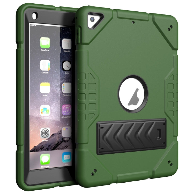 For iPad 9.7 2018 / Air / Air 2 Armor Holder Silicone Hybrid PC Tablet Case(Army Green Black) by buy2fix