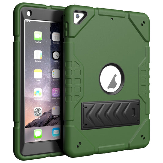 For iPad 9.7 2018 / Air / Air 2 Armor Holder Silicone Hybrid PC Tablet Case(Army Green Black) by buy2fix