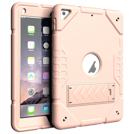 For iPad 9.7 2018 / Air / Air 2 Armor Holder Silicone Hybrid PC Tablet Case(Rose Gold) by buy2fix