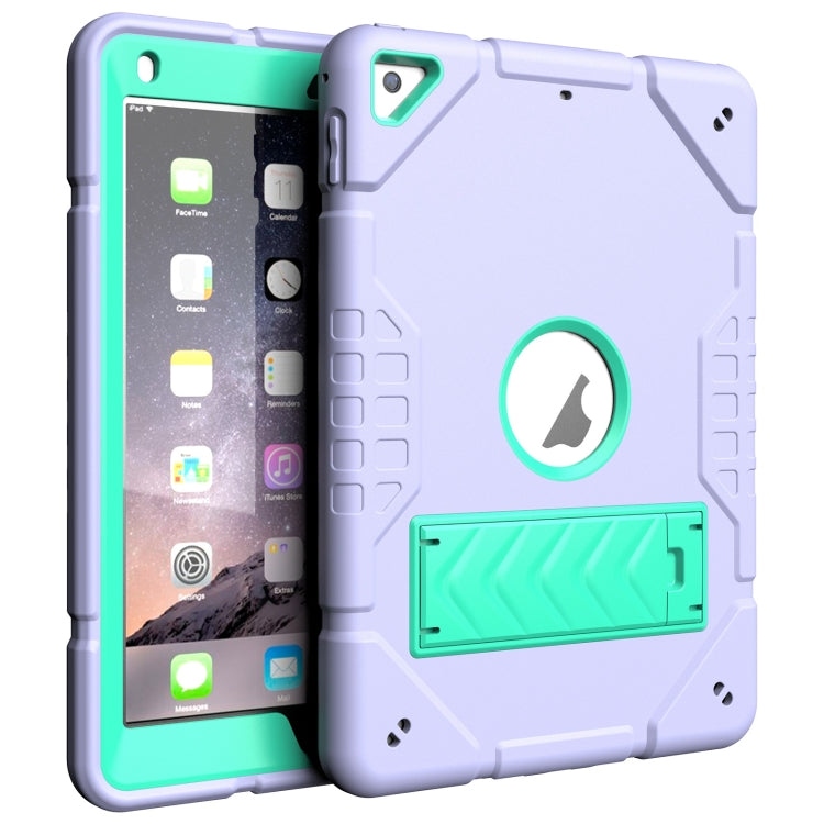 For iPad 9.7 2018 / Air / Air 2 Armor Holder Silicone Hybrid PC Tablet Case(Purple Mint Green) by buy2fix