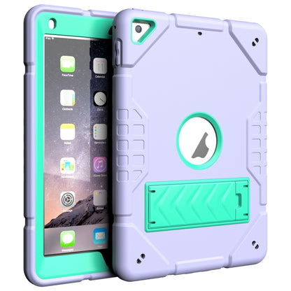 For iPad 9.7 2018 / Air / Air 2 Armor Holder Silicone Hybrid PC Tablet Case(Purple Mint Green) by buy2fix