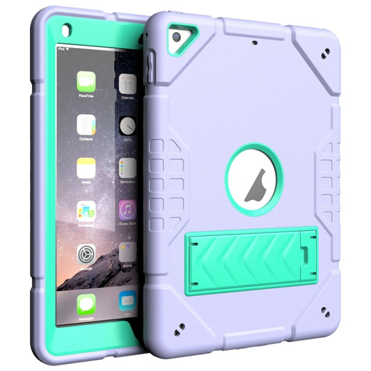 For iPad 9.7 2018 / Air / Air 2 Armor Holder Silicone Hybrid PC Tablet Case(Purple Mint Green) by buy2fix